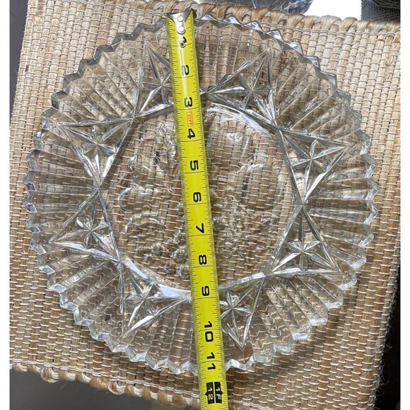 Vintage Crystal Cut Federal Glass Fruit Pattern Plate Pioneer Platter Pleated Ed - Picture 2 of 3